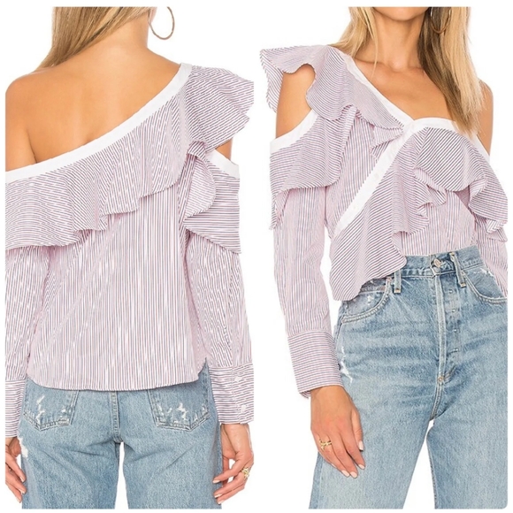 ENGLISH FACTORY STRIPES ASYMMETRICAL SHIRT S - Picture 2 of 14